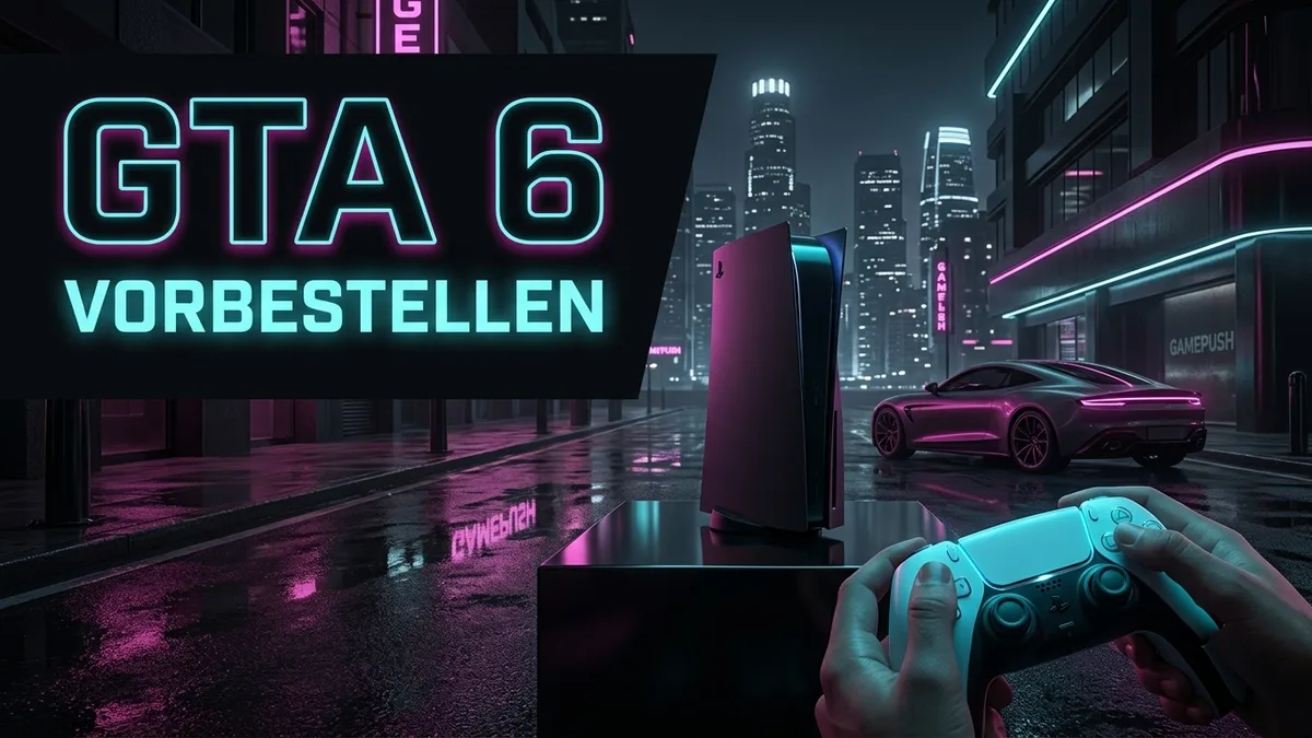 GTA 6 vorbestellen: PS5- und Xbox-Vorbesteller-Editionen vor der Skyline von Vice City bei Nacht